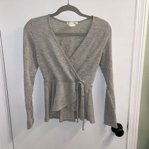 Caution to the wind long sleeve wrap shirt